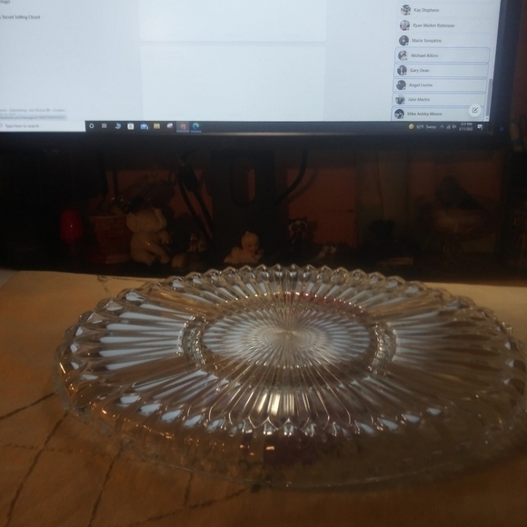 "rare"-vintage GODINGER SILVER ART Co LTD Grapevine Adorned Oval Platter/Crystal - Picture 10 of 16